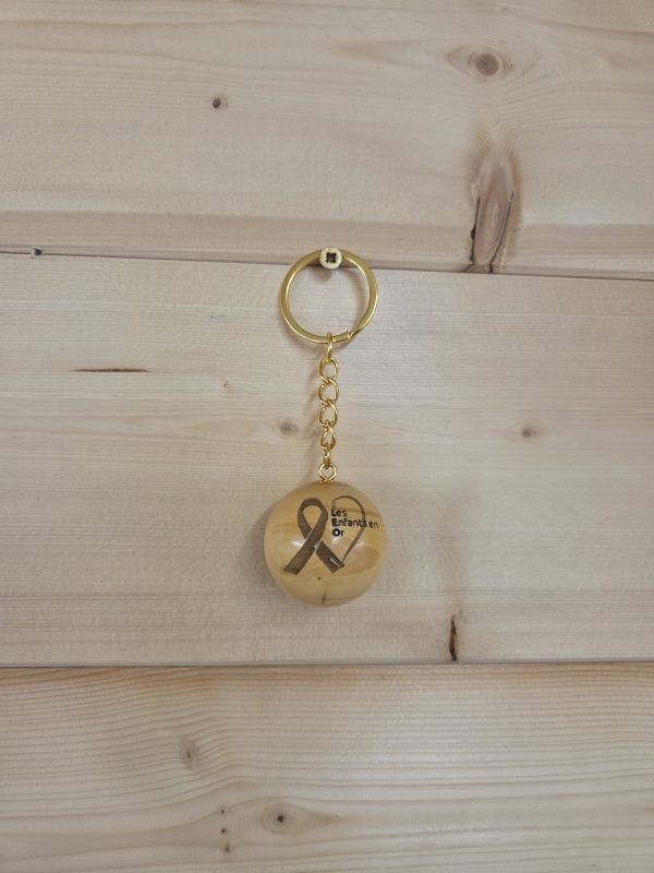 Porte-clés cochonnet personnalisé de couleur naturelle vernis avec logo
