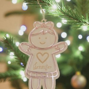 🎄 Lot de 3 Suspensions Bonhomme Pain d’Épices en Bois – Personnalisées avec Prénom