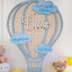 Montgolfière personnalisée en bois et cannage