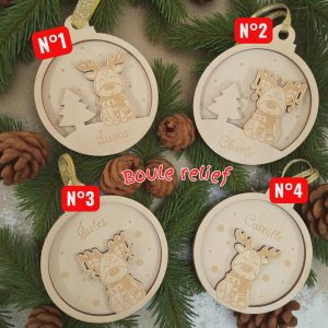 Boule de Noel petit Renne personnalisée