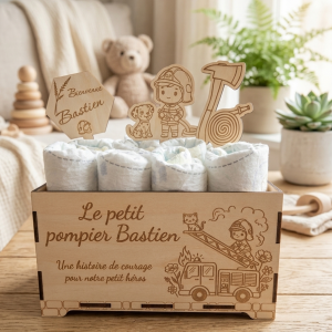 Panier de Naissance Personnalisé petit pompier