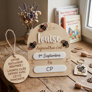 🐝 Pancarte de rentrée scolaire personnalisée en bois "THEME ABEILLE"📚✨