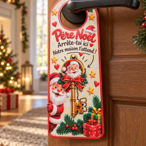 Accroche-porte Père Noël avec clé amovible personnalisée – décoration de Noël enfant